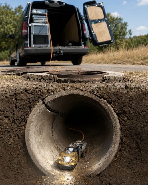 CCTV drainage inspection during prolonged dry weather conditions
