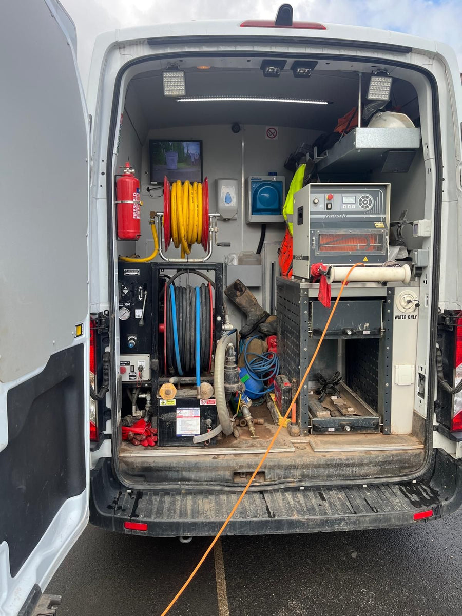 Rausch CCTV inspection van undergoing inspection equipment servicing