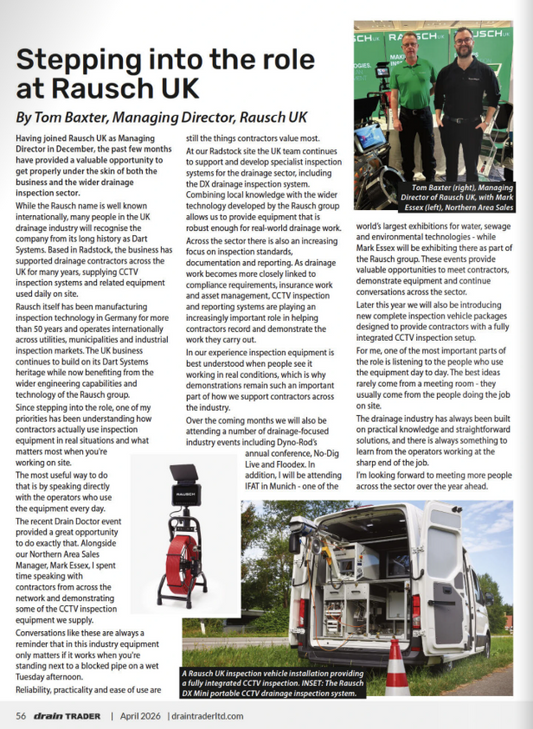 Rausch UK Direction and Priorities feature in Drain Trader Magazine