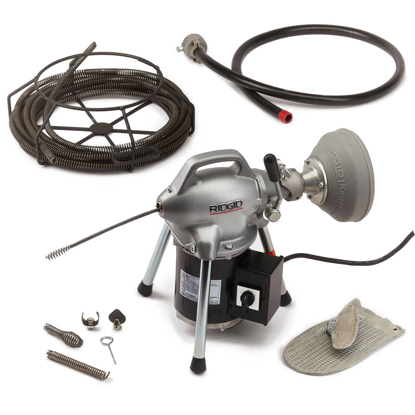 RIDGID Machine with A-1 RIDGID drain cleaning mitt – product view | 11971