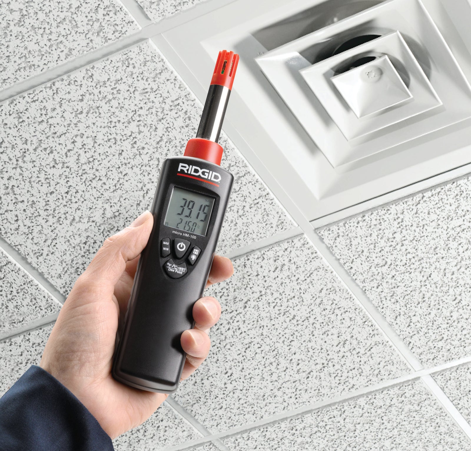 RIDGID micro HM-100 Temperature Humidity Meter – in use | 37438
