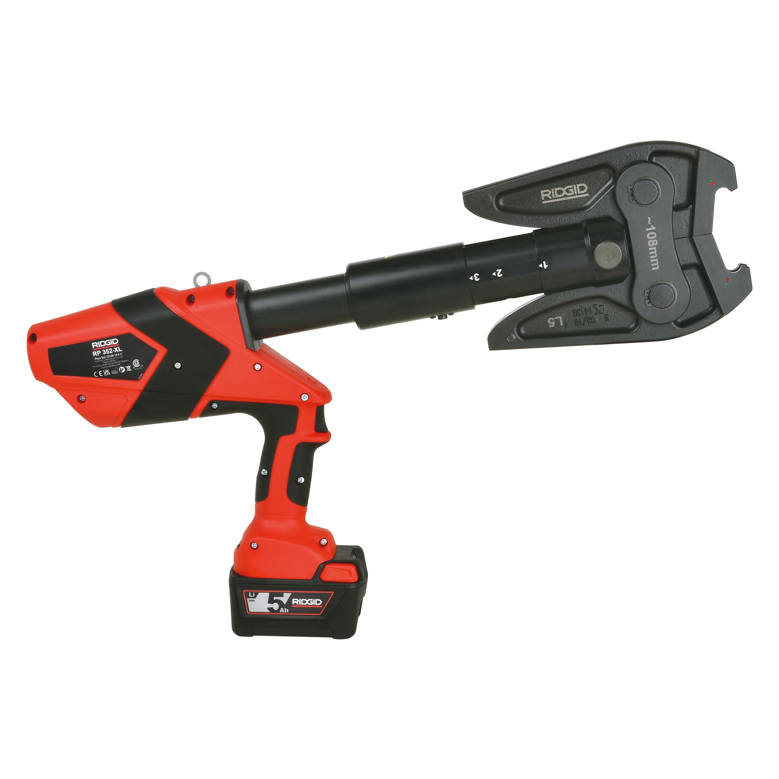 RIDGID RP 352-XL Press Tool Kit (Tool, Case, 18V 5.0 Battery and 230V Fast-Charger) – product view | 75798