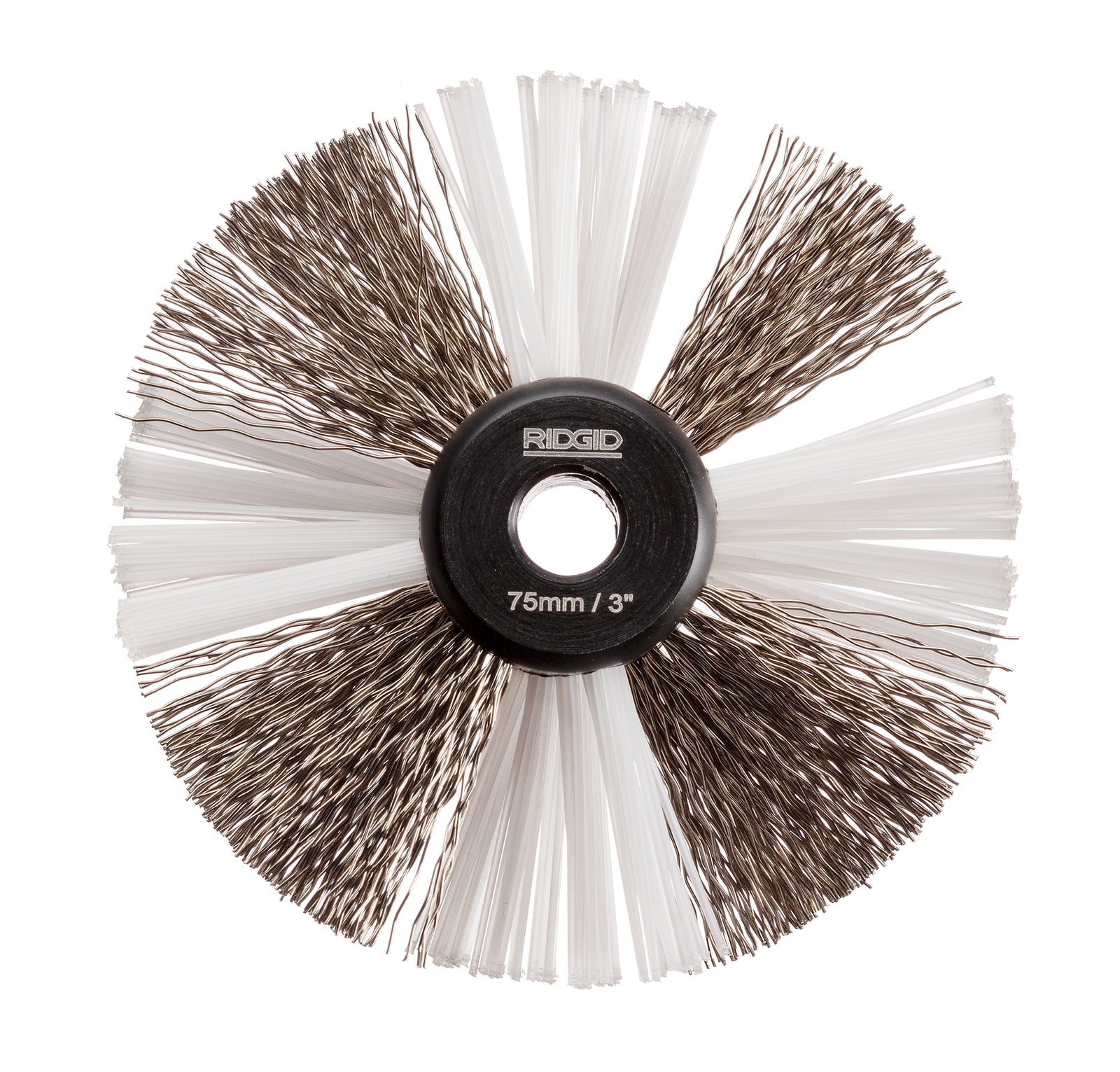 RIDGID 3" (80mm) nylon/steel brush for 5/16" (8mm) cable with nylon and steel strings – product view | 68978