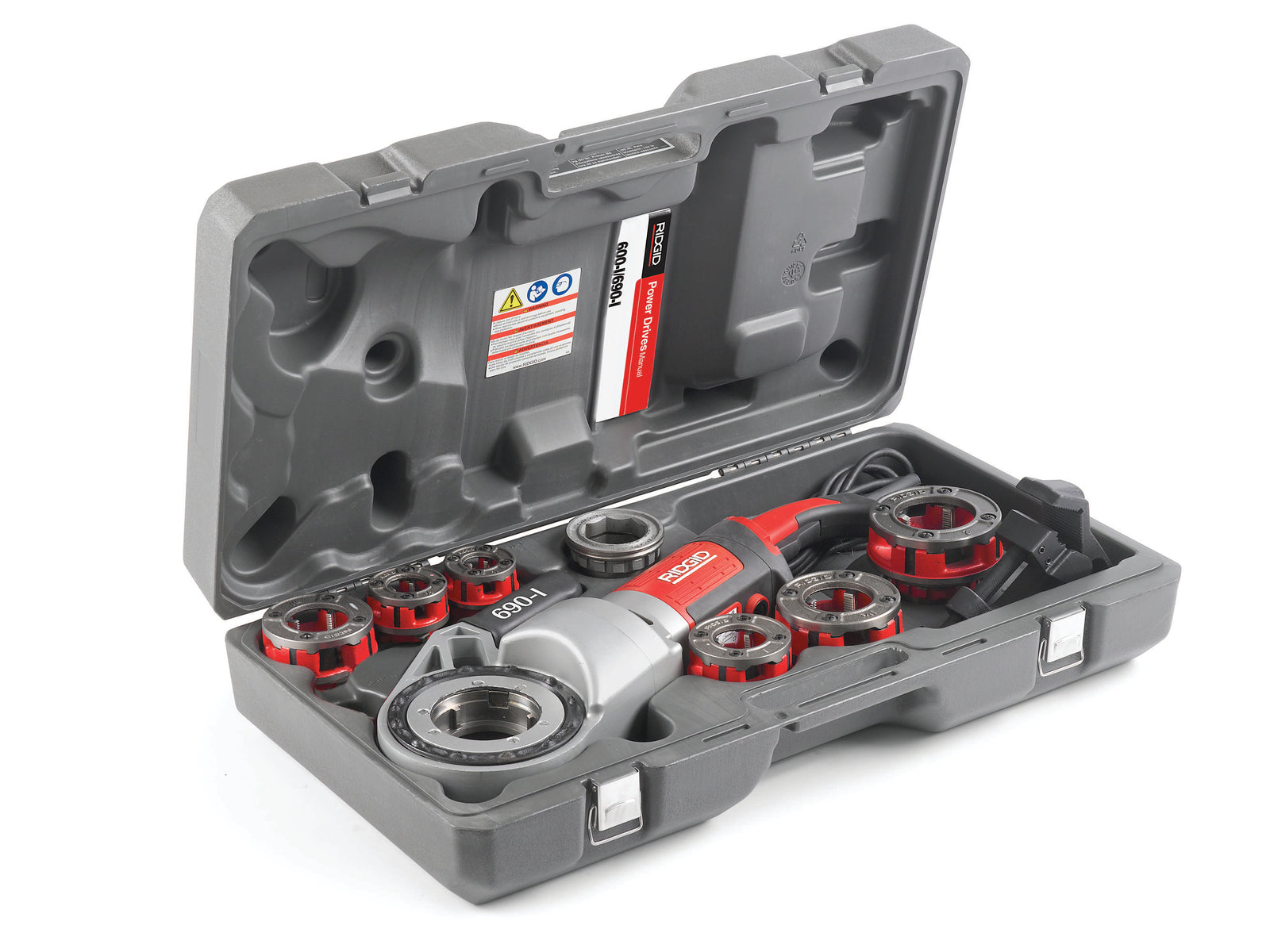 RIDGID Power Drive 1/2" - 2" BSPT 11R Die Heads, Case & Support Arm – product view | 44943