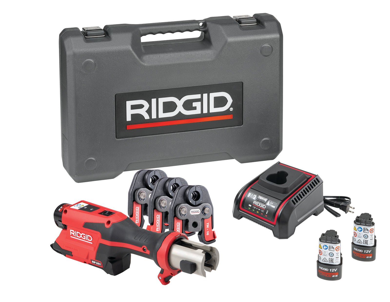 RIDGID RP 251 Press Tool Battery Kit with M-Profile Jaws (15, 22, 28) – product view | 78288