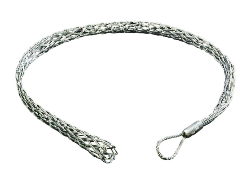 Cable pulling grip with woven sleeve and pulling eye