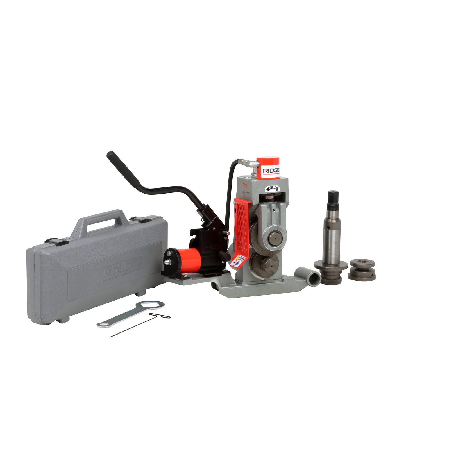RIDGID 918 Roll Groover w/300 Power Drive Mount Kit – three-quarter view | 48297