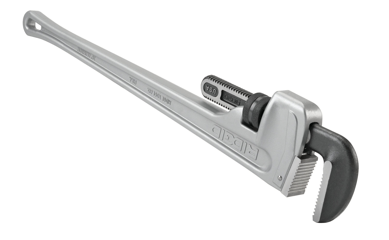 RIDGID 48" Aluminum Straight Pipe Wrench – three-quarter view | 31115