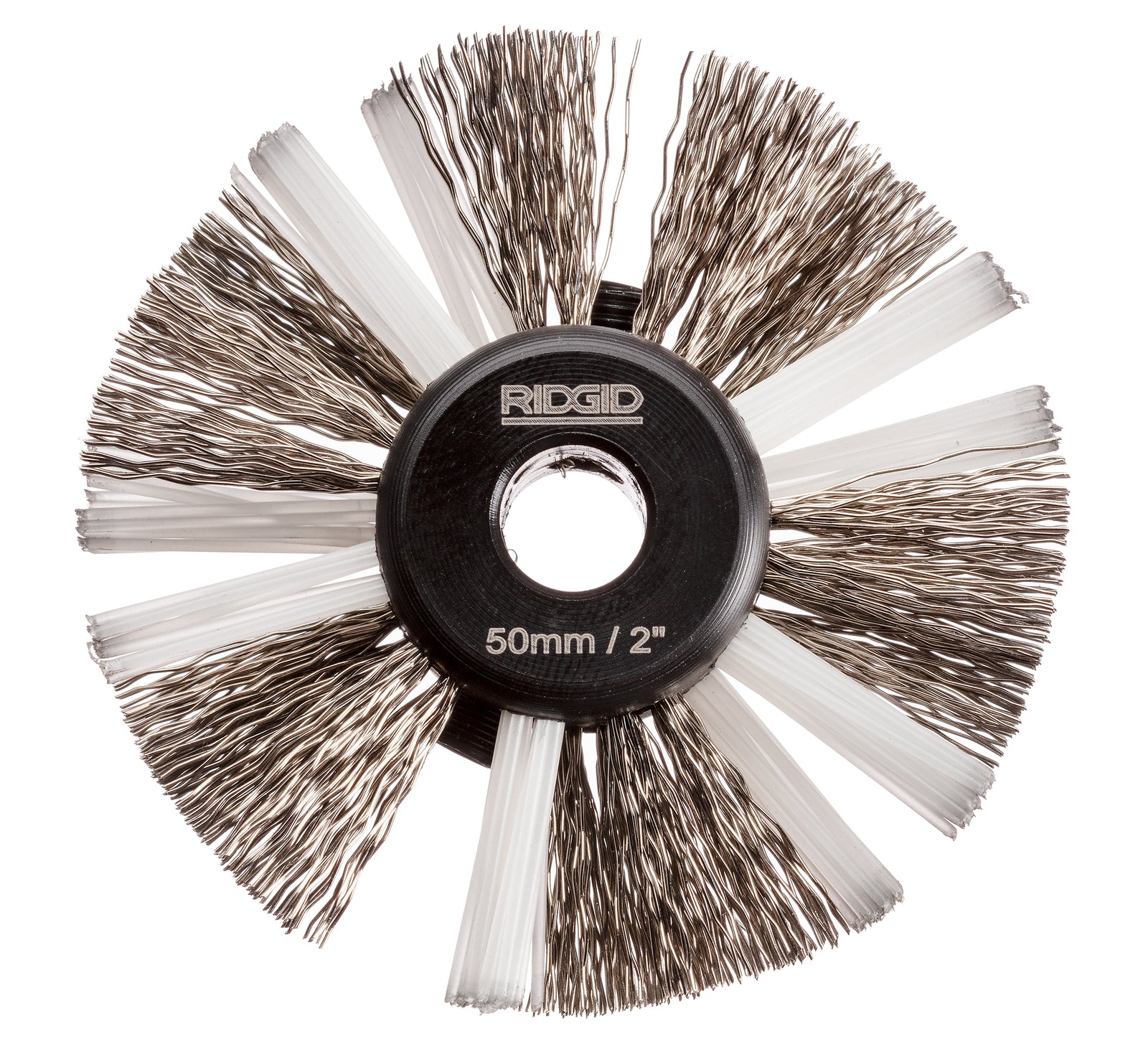 RIDGID 2" (55mm) nylon/steel brush for 5/16" (8mm) cable with nylon and steel strings – product view | 68973