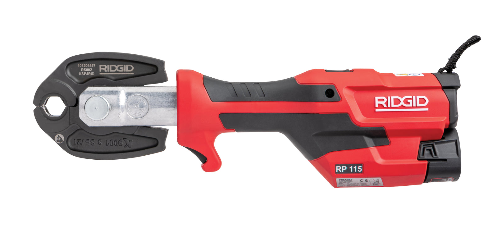 RIDGID RP 115 micro-Press Tool Kit (Tool, Case, 12V 2.5Ah Battery, 230V Fast-Charger and M15-18-22 micro-Press Jaws) – product view | 76948