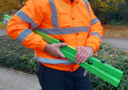 Manhole Guardian adjustable steel frame in use at a manhole opening