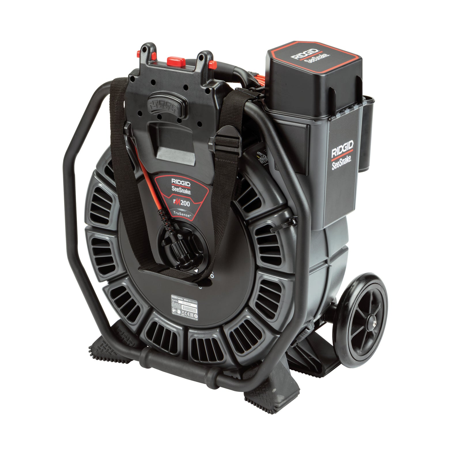 RIDGID SeeSnake® rM200B Reel (165' / 50m) with Self-Leveling Camera powered with TruSense® – rear view | 63663