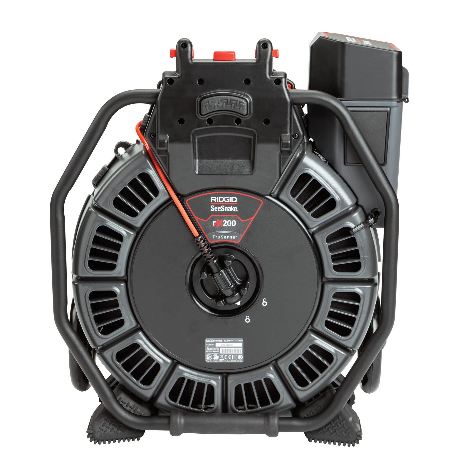 RIDGID SeeSnake® rM200B Reel (165' / 50m) with Self-Leveling Camera powered with TruSense® – rear view | 63663